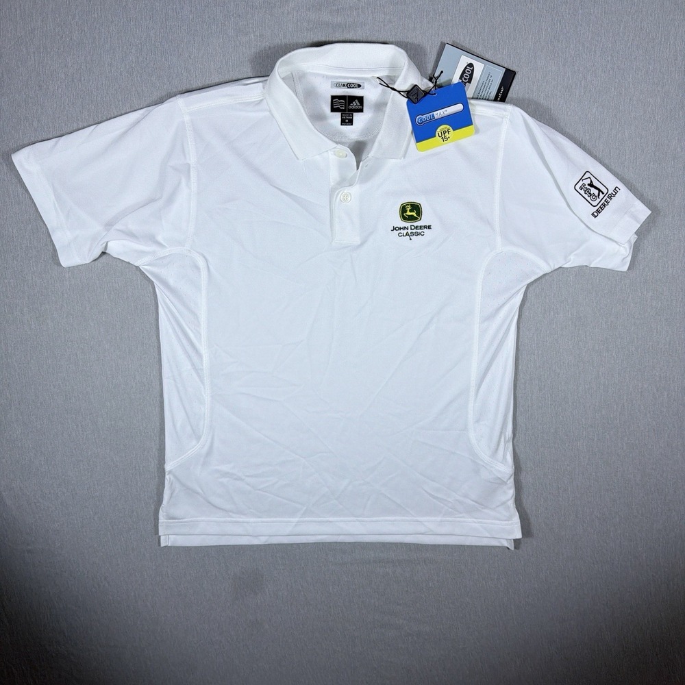 Adidas Polo M White John Deere Classic Golf Shirt Womens NWT
